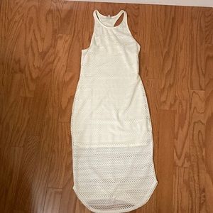 Cream racer back tank top crocheted midi dress